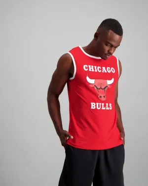 Men's Bulls Straight Hem Retro Cotton Vest - Red