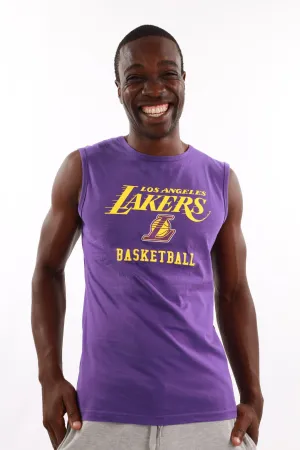 Men's Lakers Retro Cotton Vest (Straight Hem) - Purple