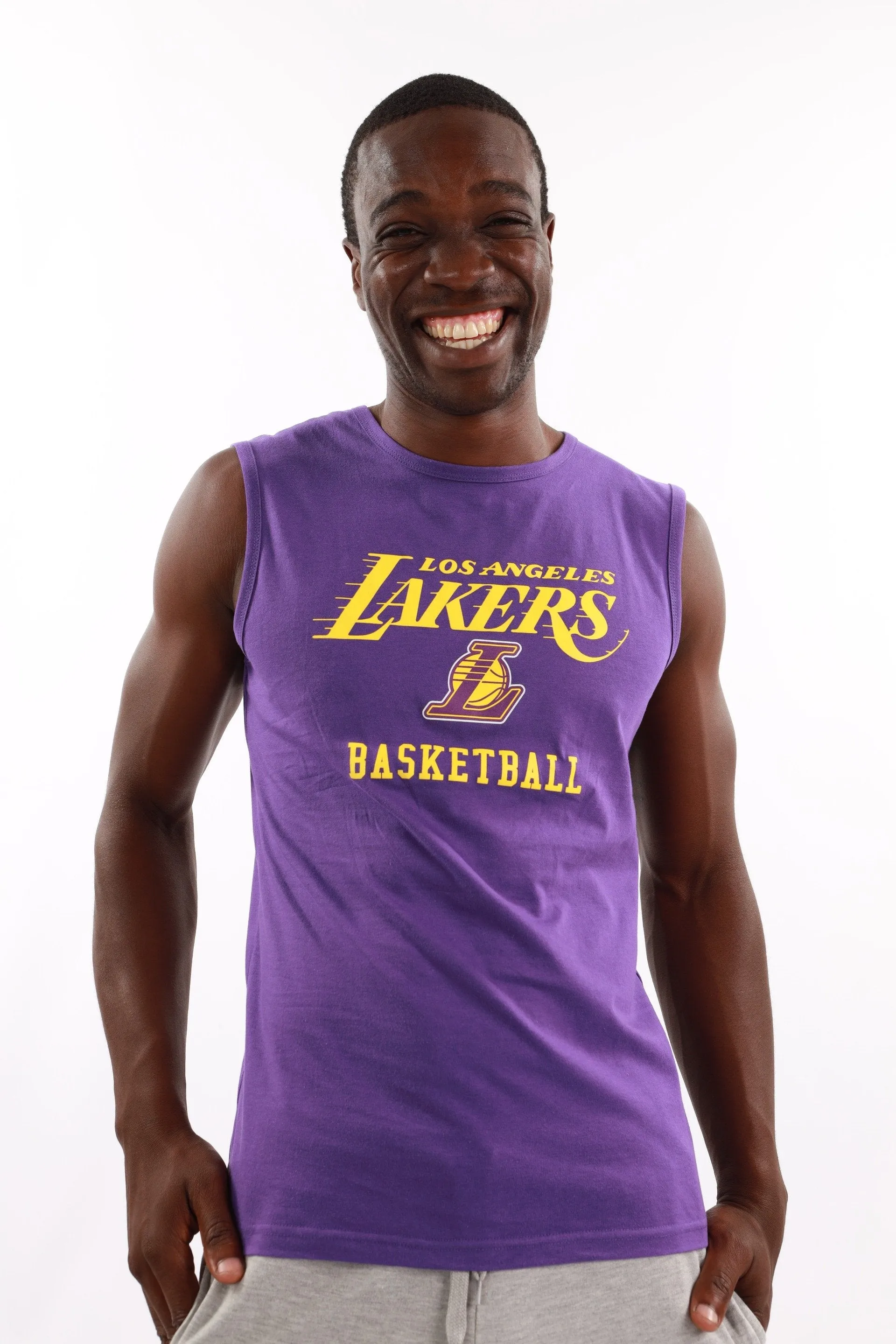Men's Lakers Retro Cotton Vest (Straight Hem) - Purple