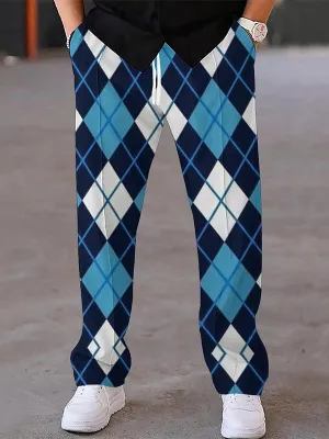 Men's Loose Casual Oversize Plaid Straight Pants