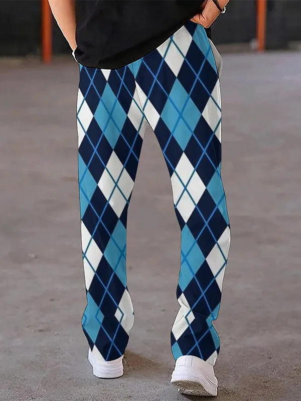 Men's Loose Casual Oversize Plaid Straight Pants