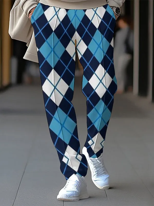 Men's Loose Casual Oversize Plaid Straight Pants