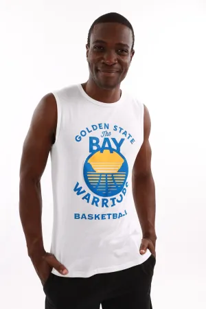 Men's Warriors Retro Cotton Vest (Straight Hem)  - White