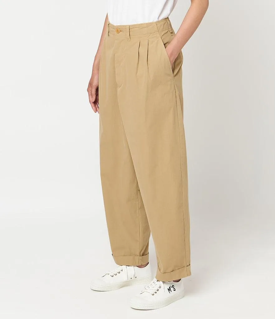 Merz b. Schwanen - PANTS03 Pleated-Front Pants, Organic Cotton Poplin, Relaxed Fit - Khaki