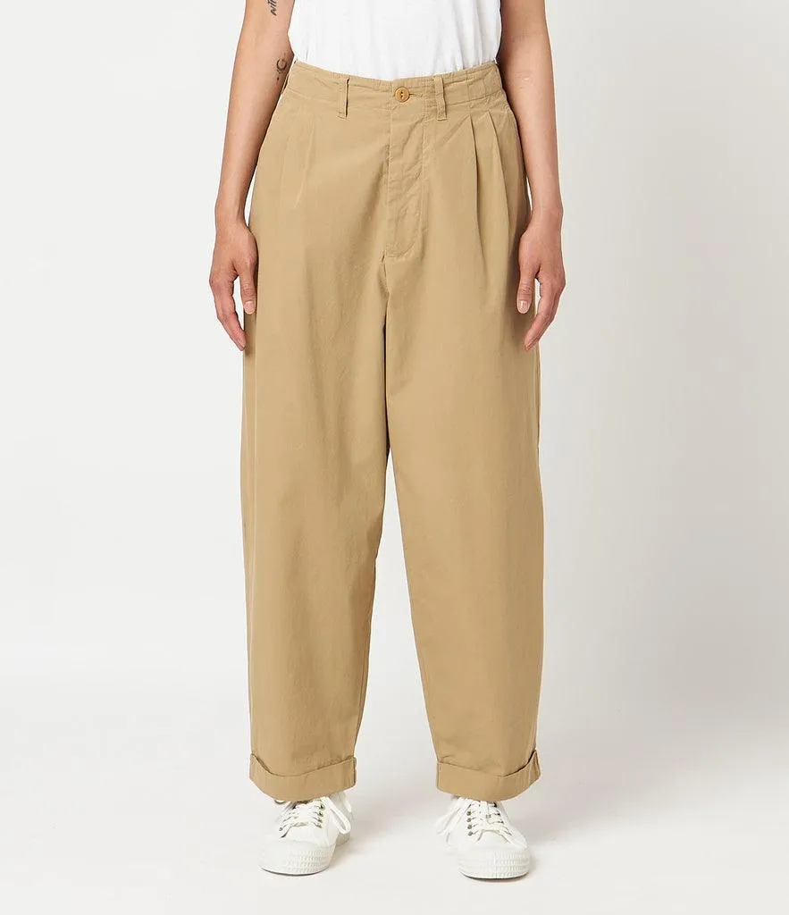 Merz b. Schwanen - PANTS03 Pleated-Front Pants, Organic Cotton Poplin, Relaxed Fit - Khaki