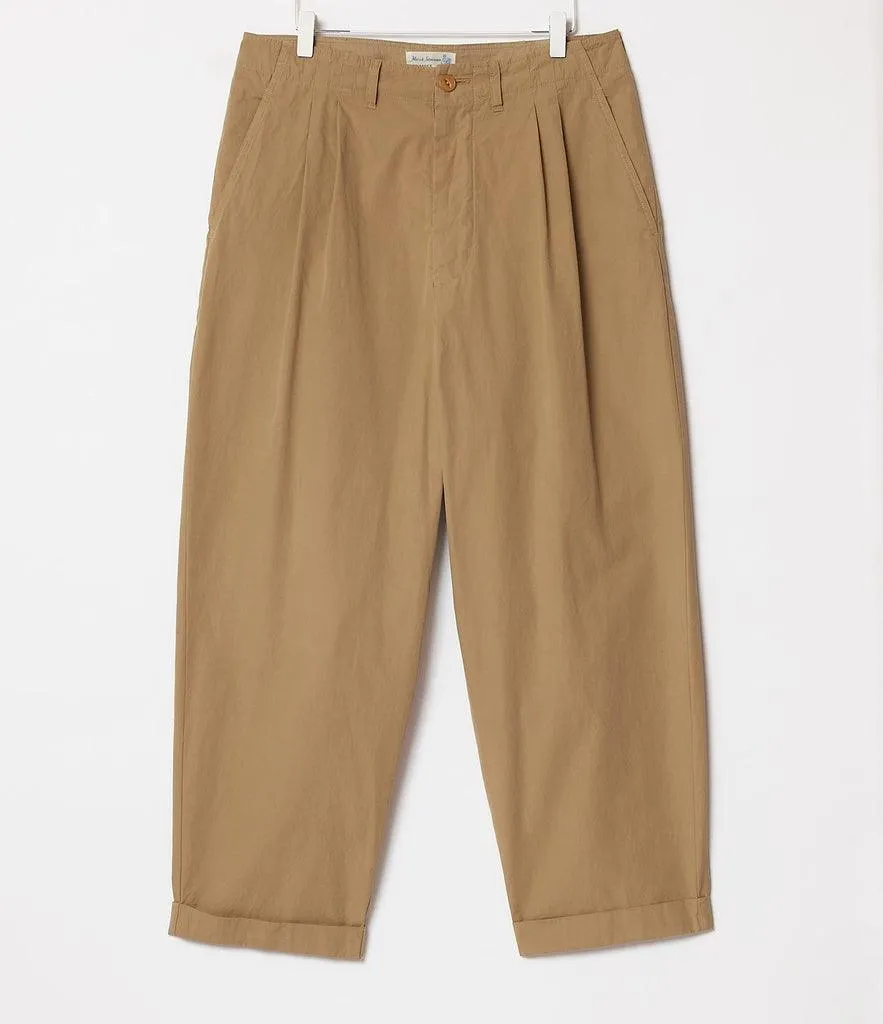 Merz b. Schwanen - PANTS03 Pleated-Front Pants, Organic Cotton Poplin, Relaxed Fit - Khaki