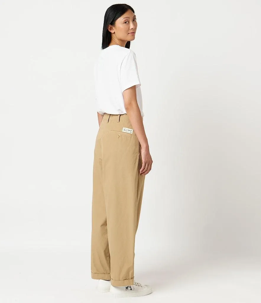 Merz b. Schwanen - PANTS03 Pleated-Front Pants, Organic Cotton Poplin, Relaxed Fit - Khaki