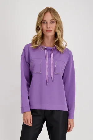Monari Sweatshirt with Rhinestone Pocket Trim M806748