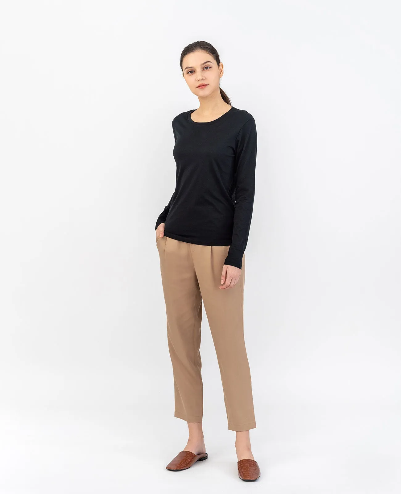 Organic Pima Cotton Long Sleeve Crew Neck Tee