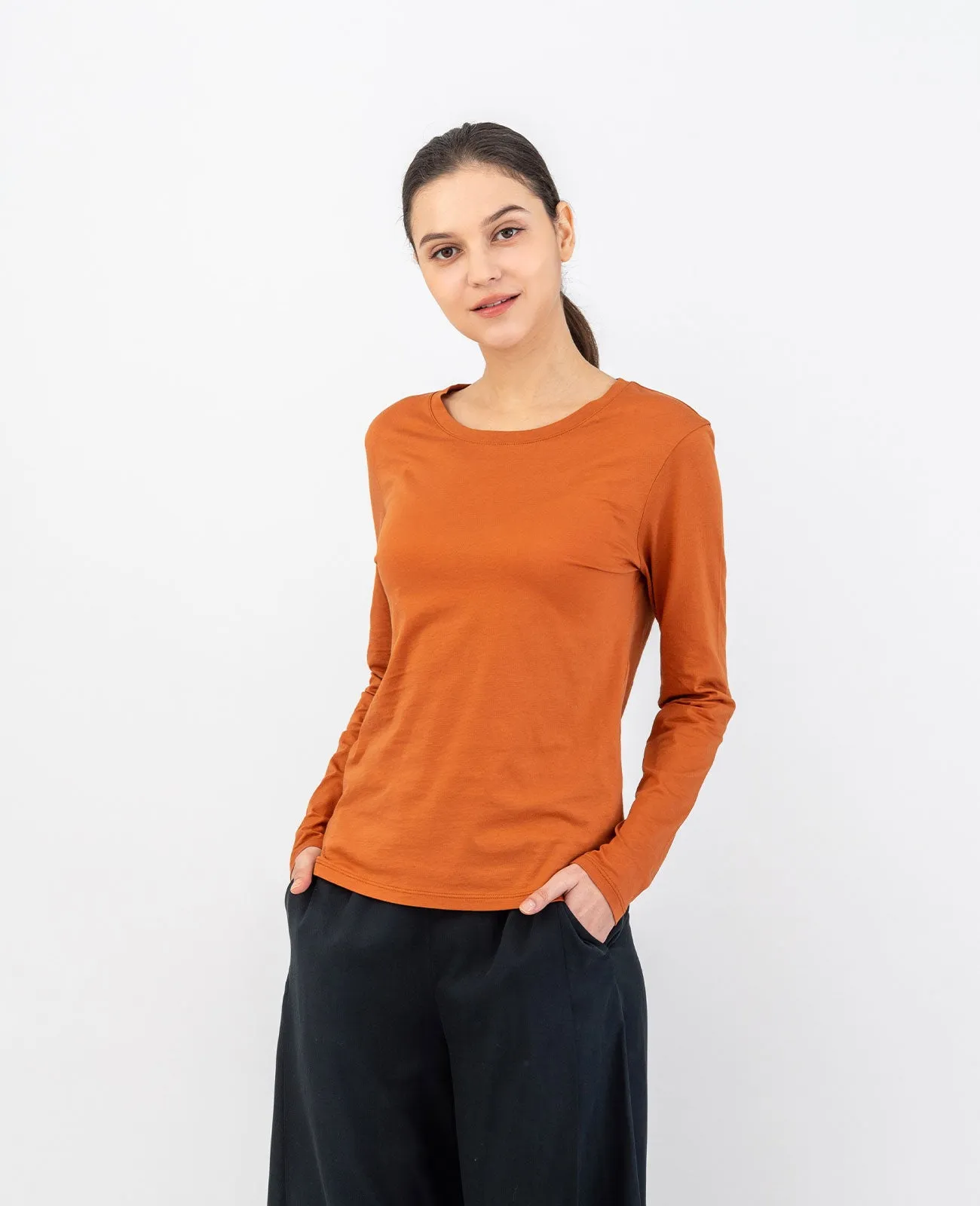 Organic Pima Cotton Long Sleeve Crew Neck Tee