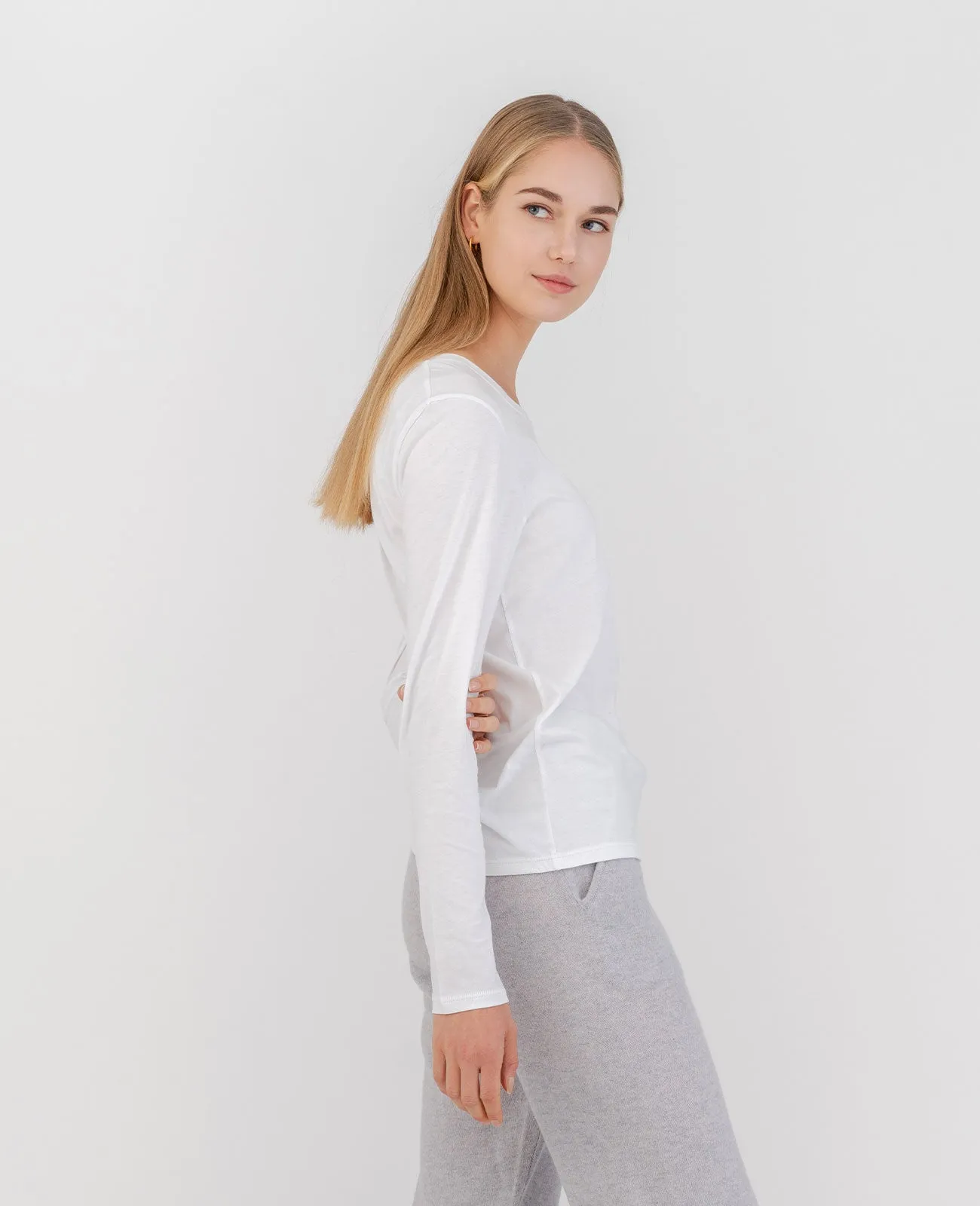 Organic Pima Cotton Long Sleeve Crew Neck Tee