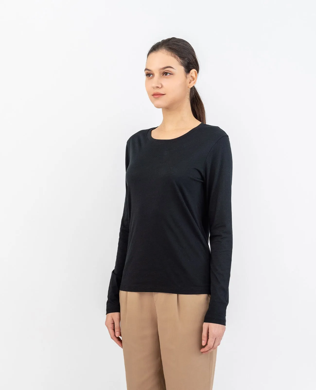 Organic Pima Cotton Long Sleeve Crew Neck Tee