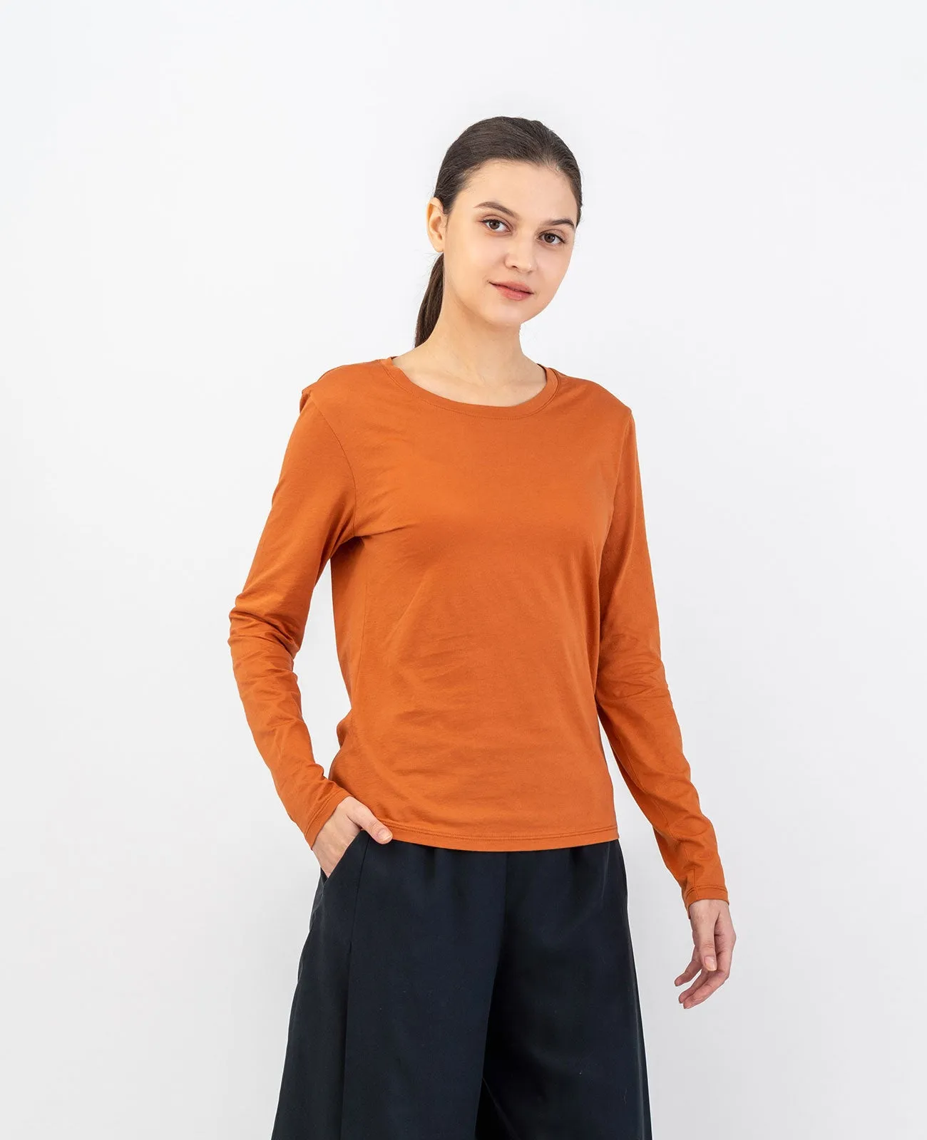 Organic Pima Cotton Long Sleeve Crew Neck Tee