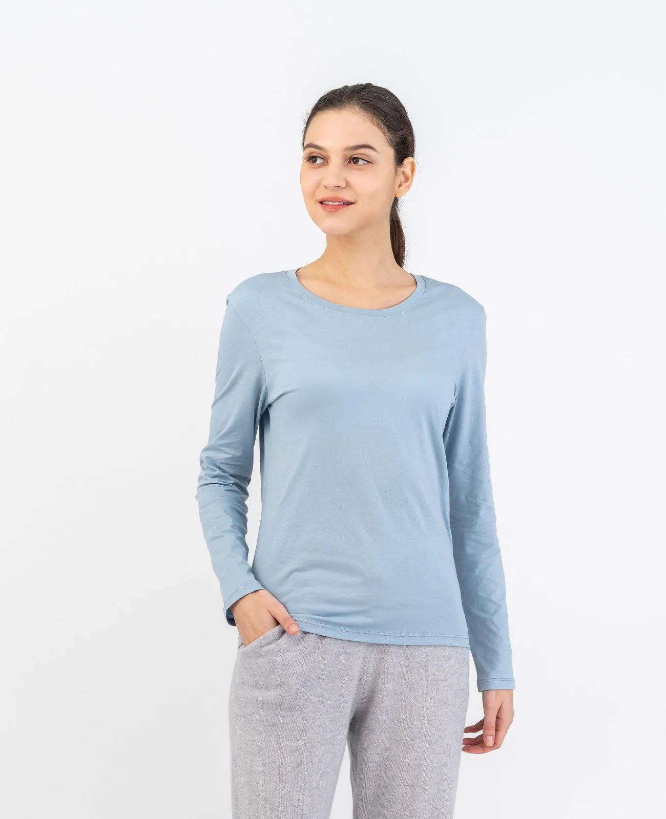 Organic Pima Cotton Long Sleeve Crew Neck Tee