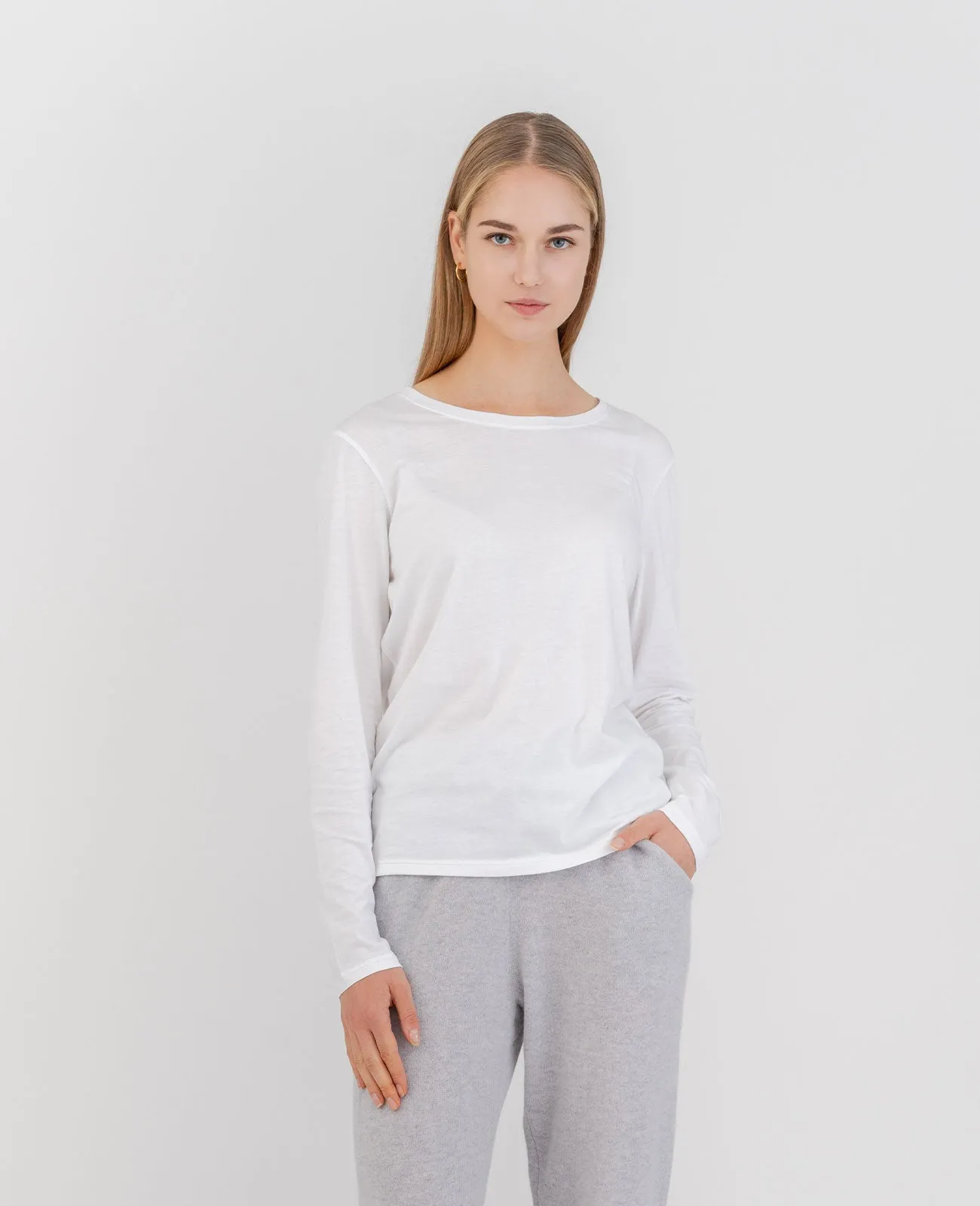 Organic Pima Cotton Long Sleeve Crew Neck Tee