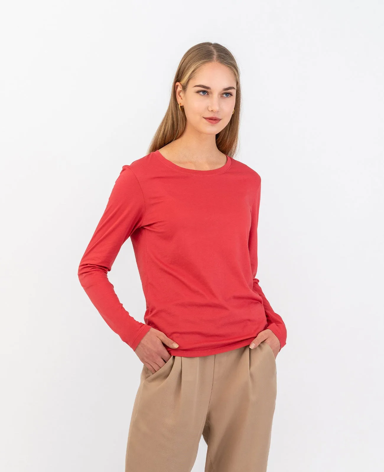 Organic Pima Cotton Long Sleeve Crew Neck Tee