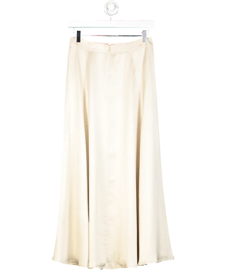 Paris Atelier- & Other Stories Cream Satin Midi Skirt UK 8