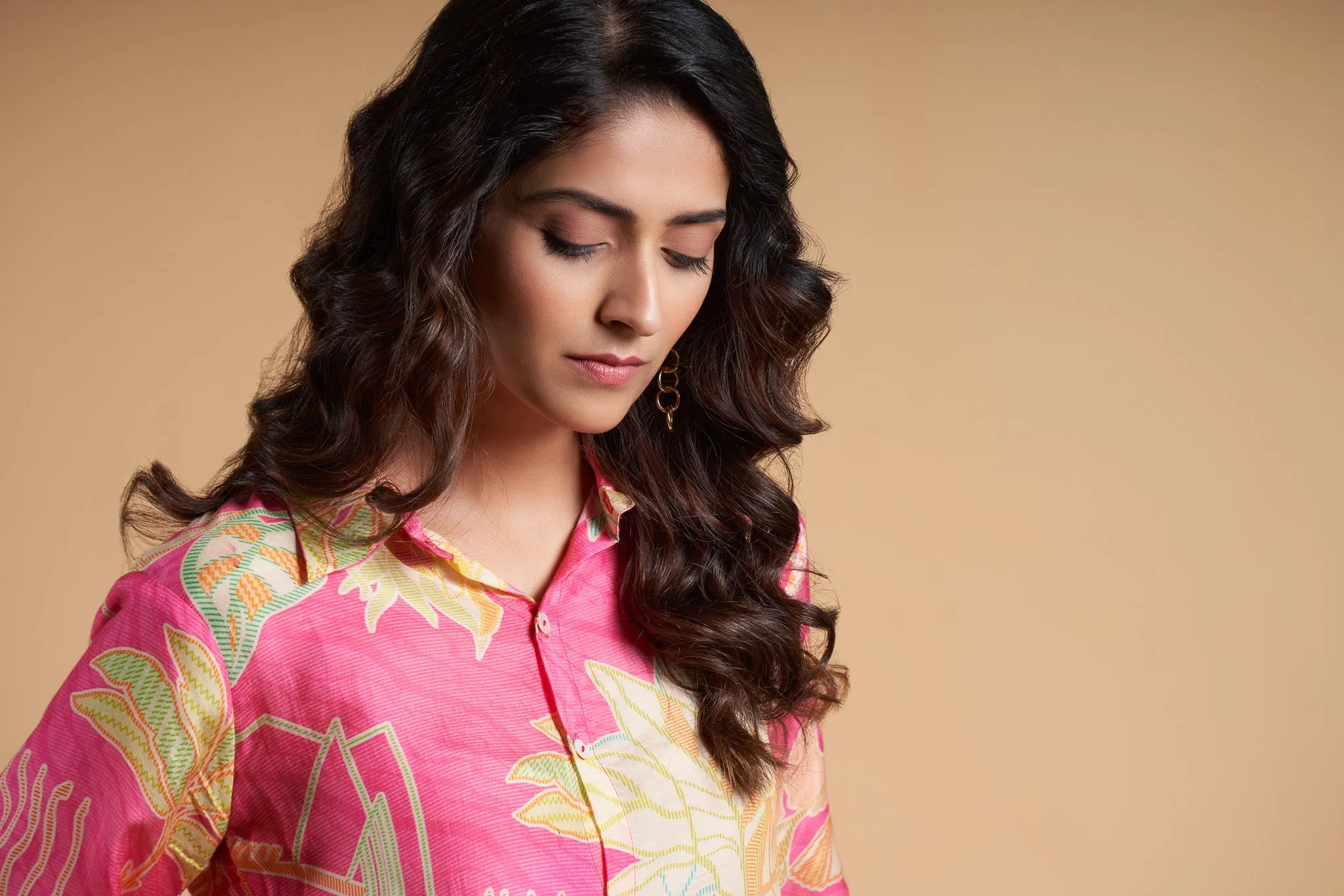 Pink Self Striped Printed Muslin Co-Ord Set