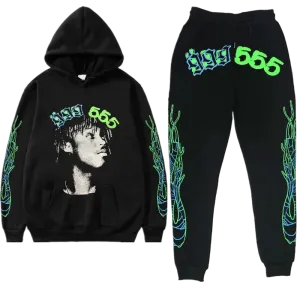Premium Streetwear Hoodie & Pants Set - Black - Polyester
