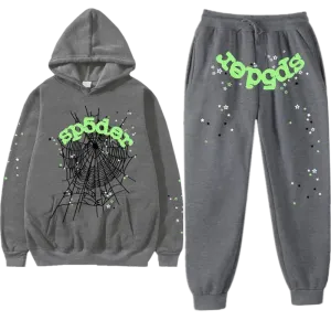 Premium Streetwear Hoodie & Pants Set - Grey - Polyester