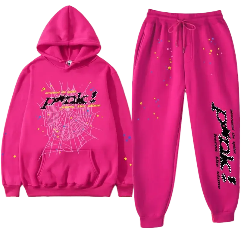 Premium Streetwear Hoodie & Pants Set - Pink - Polyester