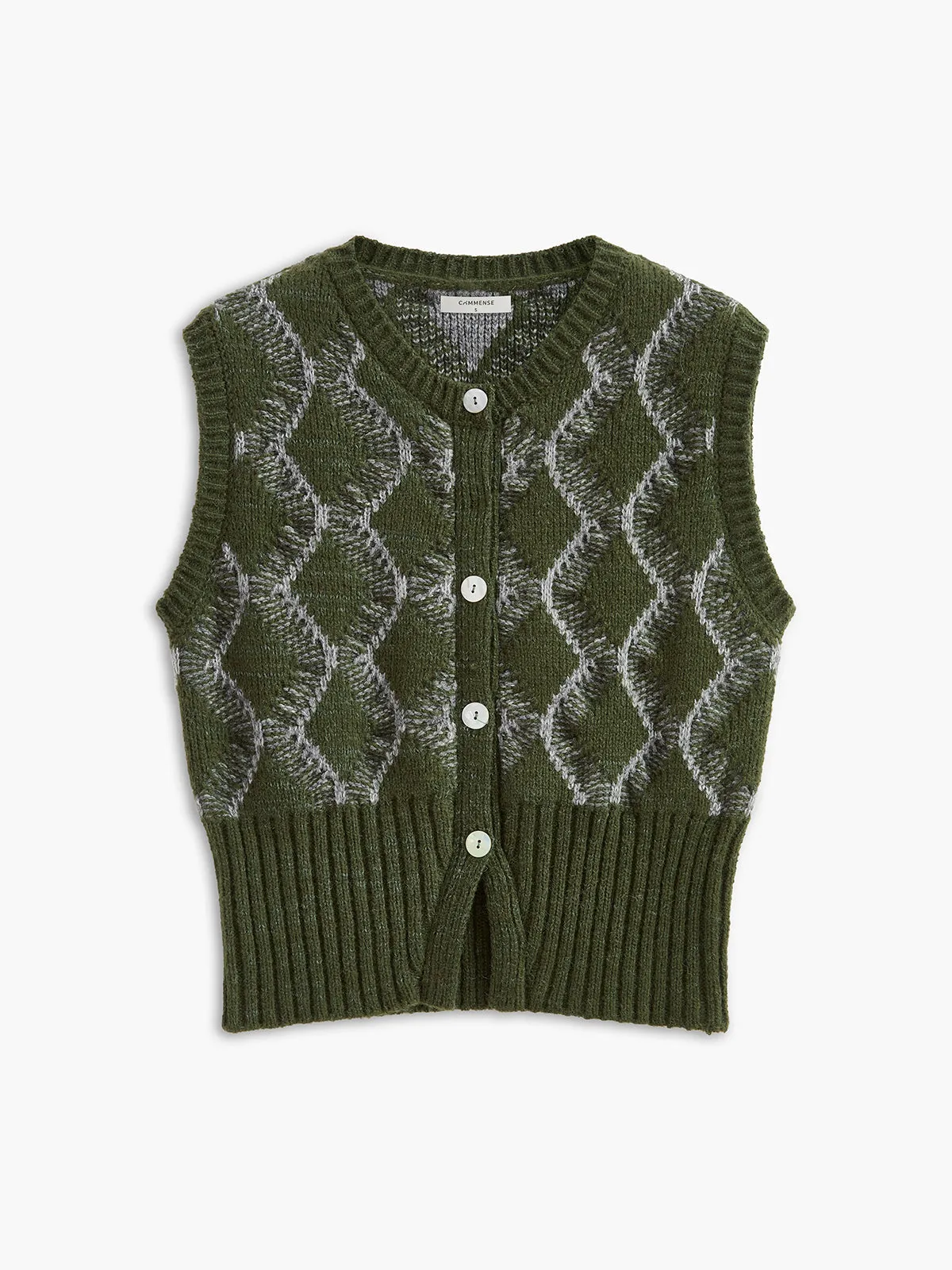 Retro Split Button Sweater Vest