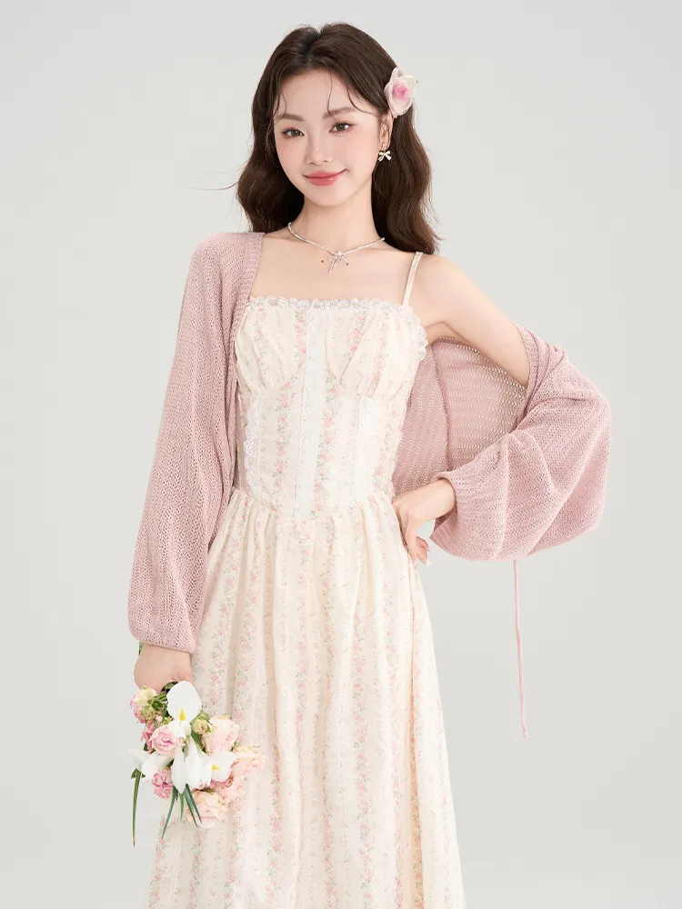 Romantic Lace Corset Dress & Knit Bolero