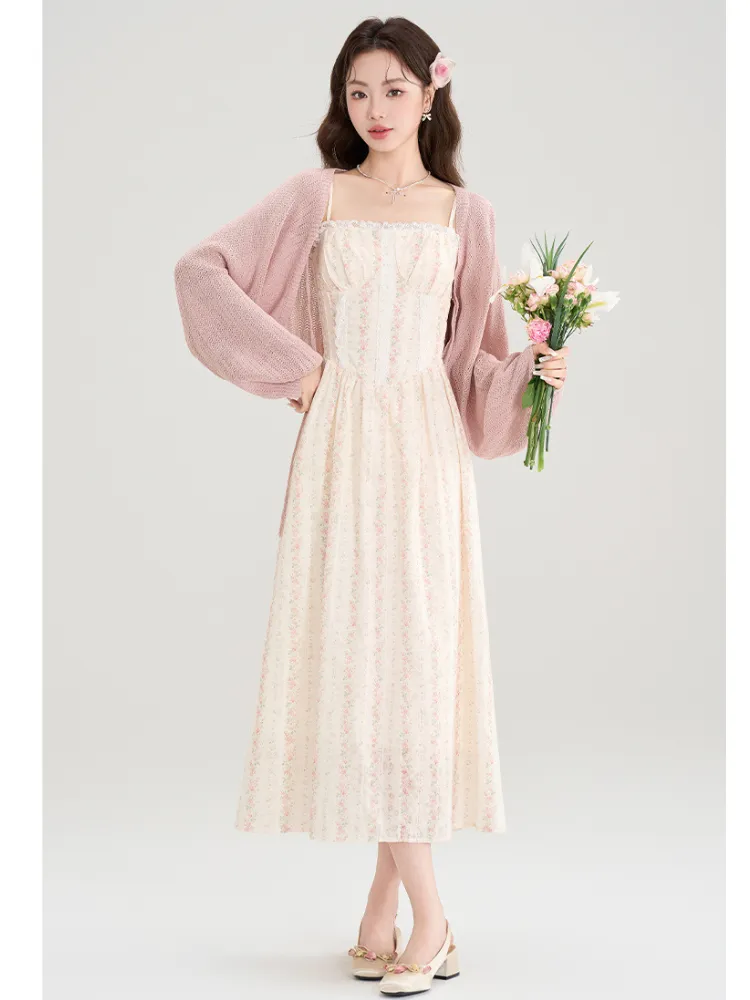 Romantic Lace Corset Dress & Knit Bolero