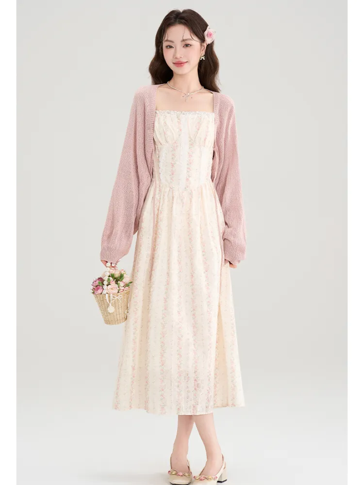 Romantic Lace Corset Dress & Knit Bolero