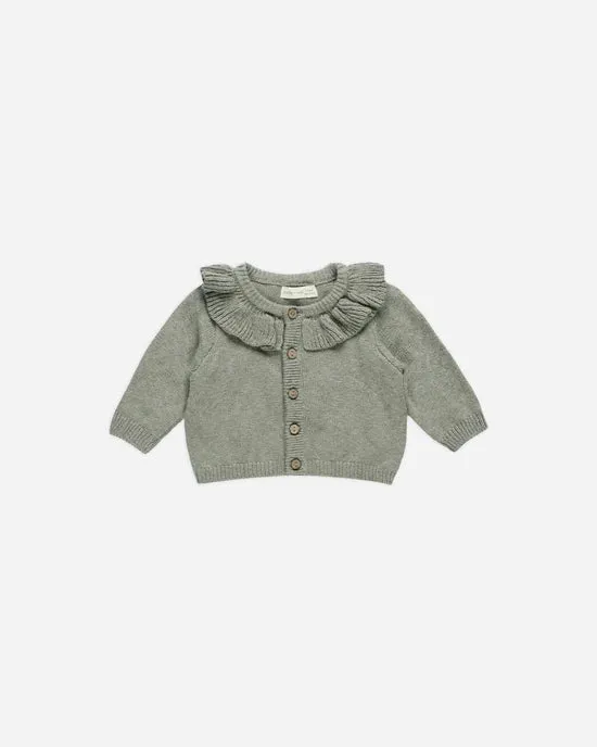 Ruffle Collar Cardigan - Basil