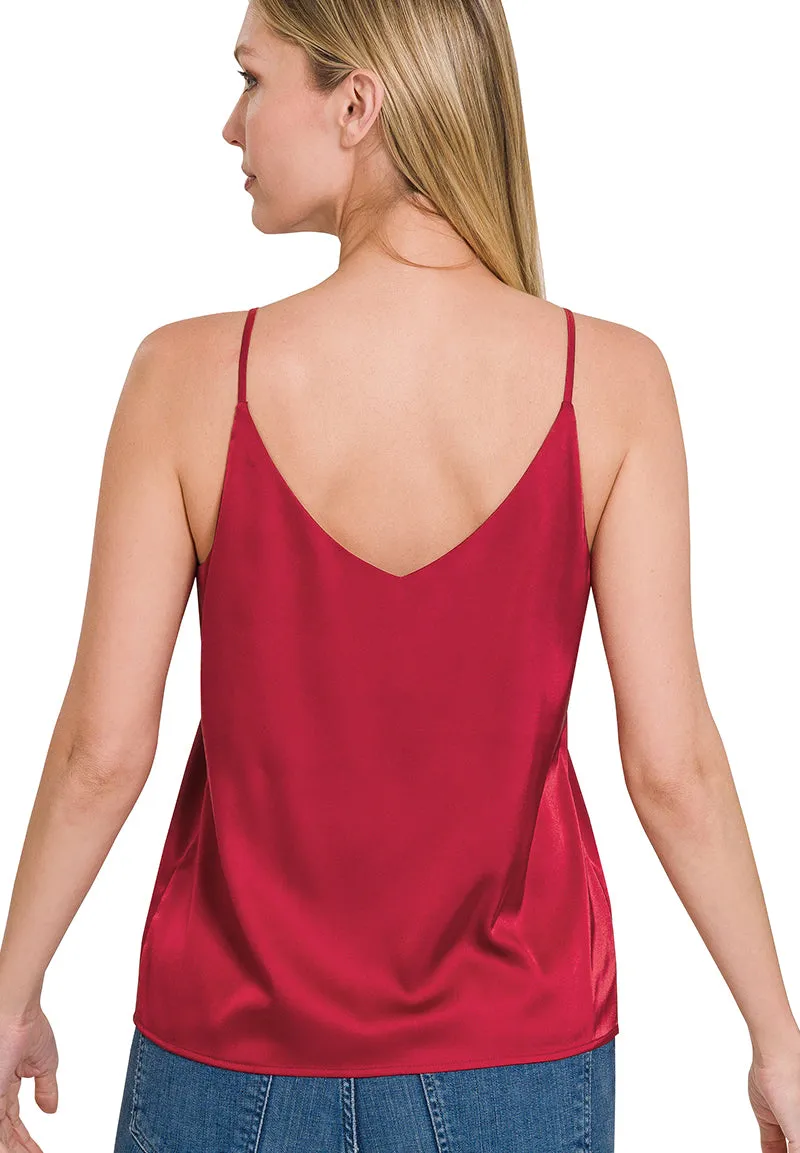 Satin Charmeuse V-Neck Cami Top