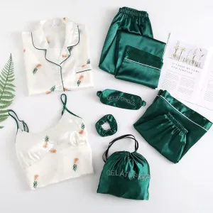 Satin Pajama Set Green