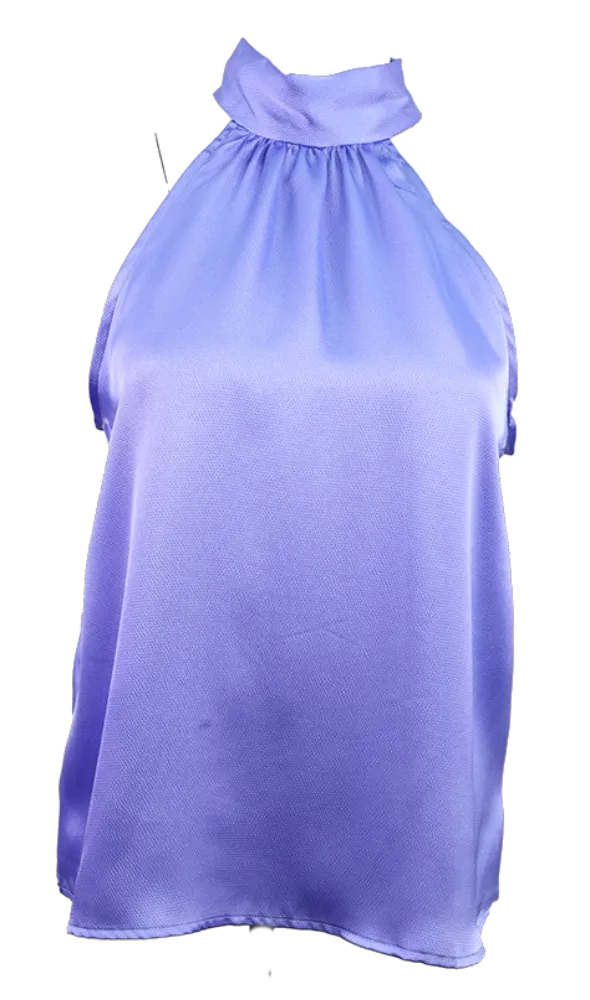Satin Tie Halter Top -Purple