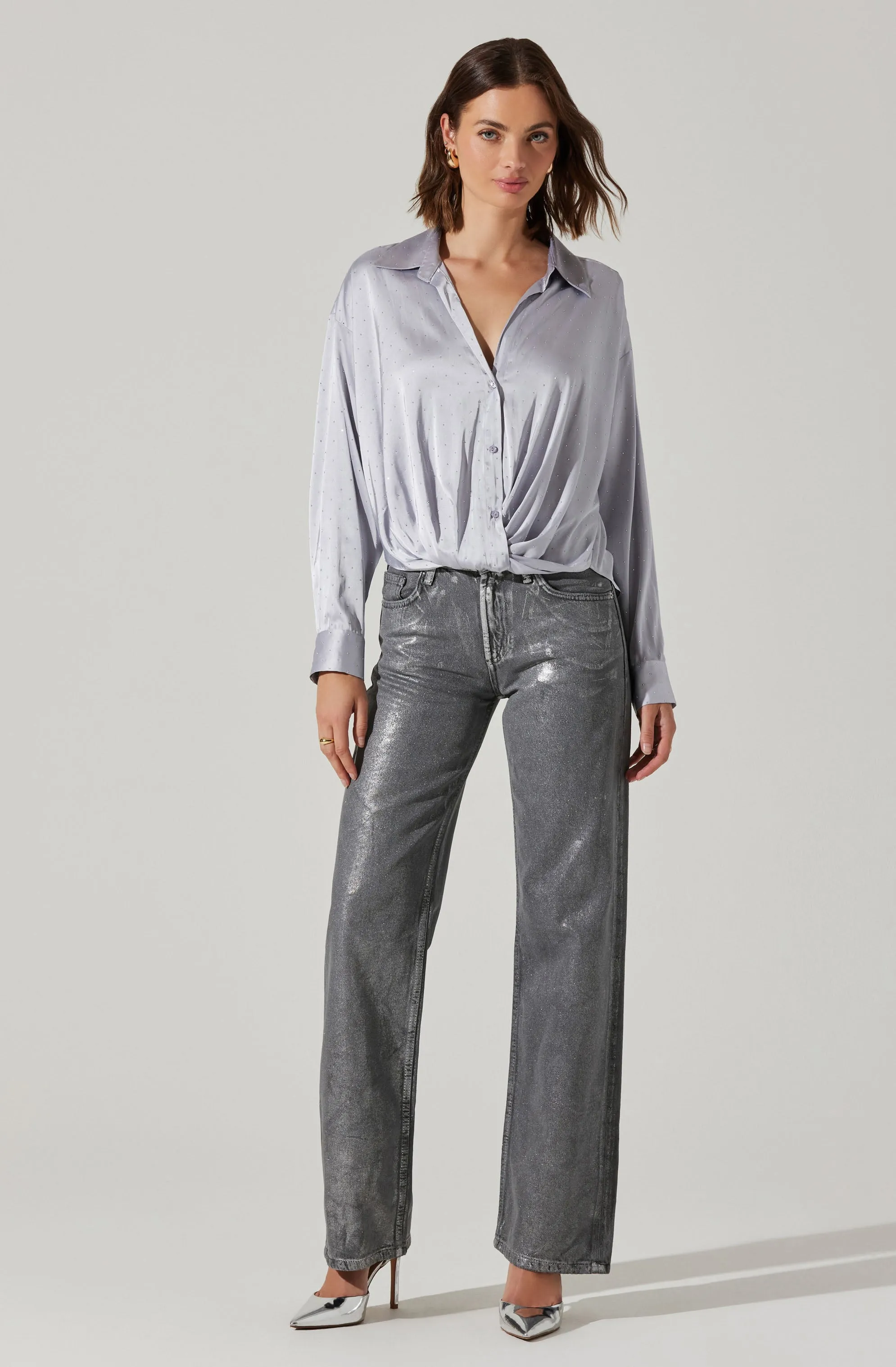 Sebio Satin Rhinestone Top