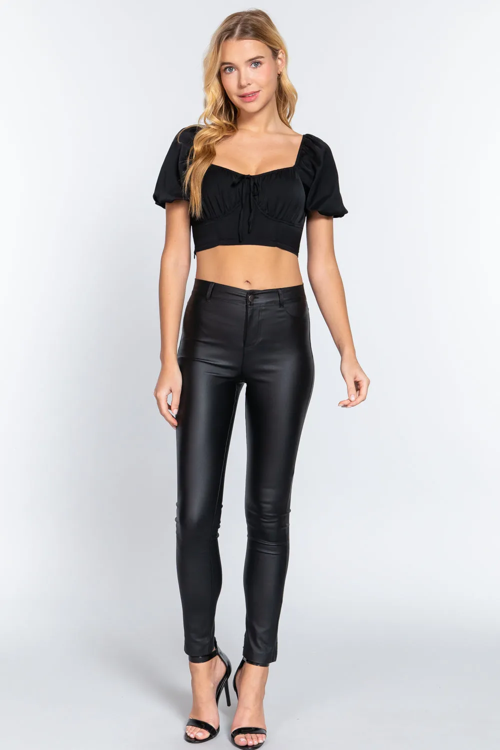 Shirring Satin Crop Top
