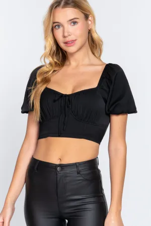 Shirring Satin Crop Top