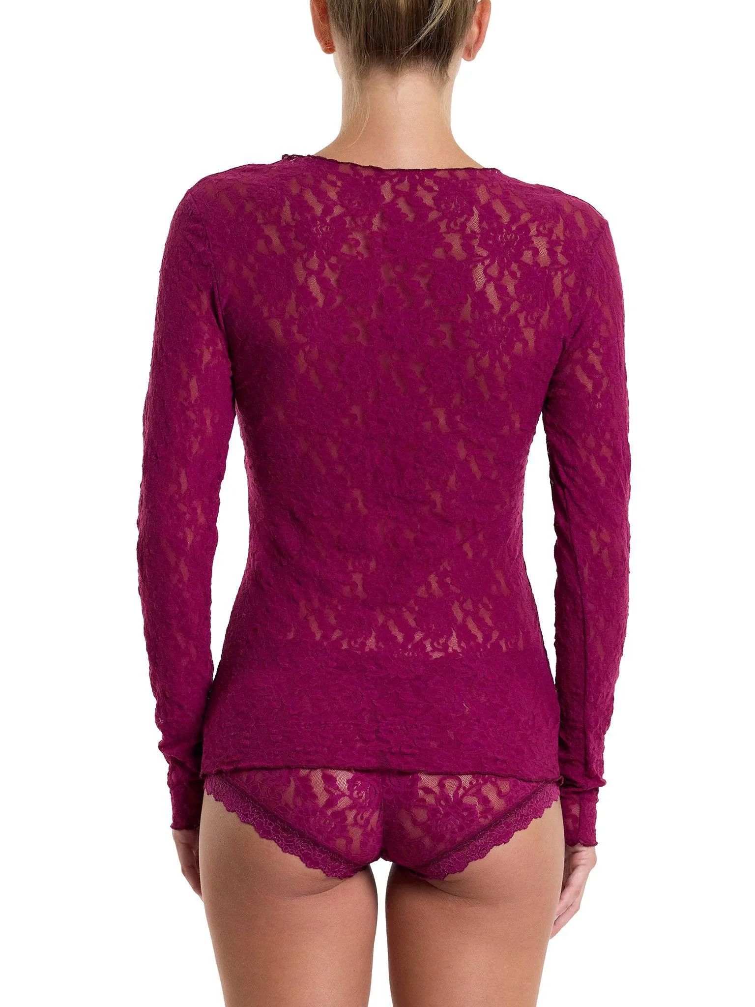 Signature Lace Long Sleeve Top Sugar Plum Red Sale