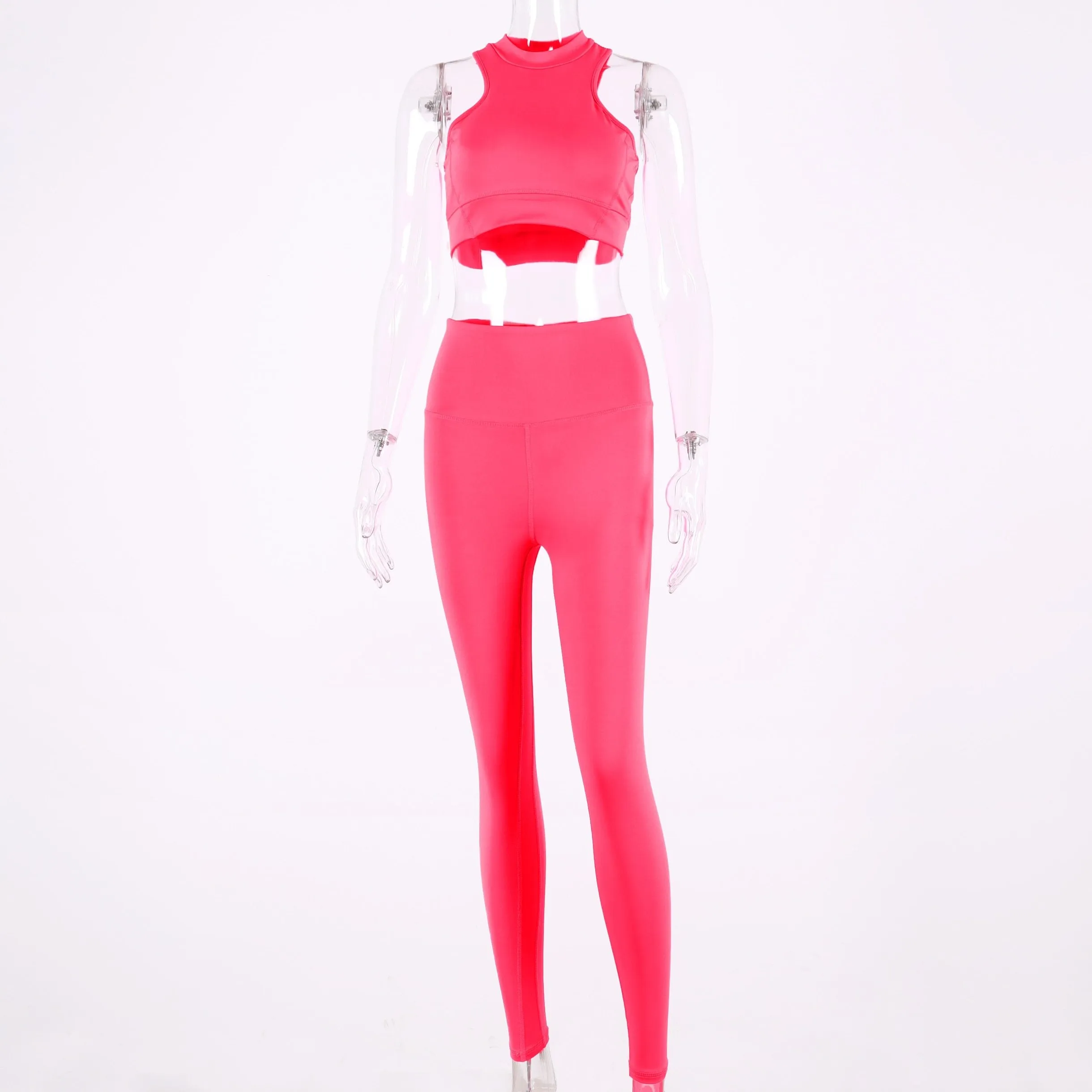 Silver Sam Sleeveless Sporstwear Bra & Leggings Set - Pink