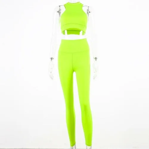 Silver Sam Sleeveless Sporstwear Bra & Leggings Set - Pink