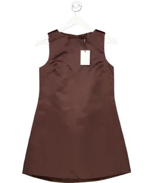 Six Stories Brown Mini Shift Bow Satin Dress UK 8