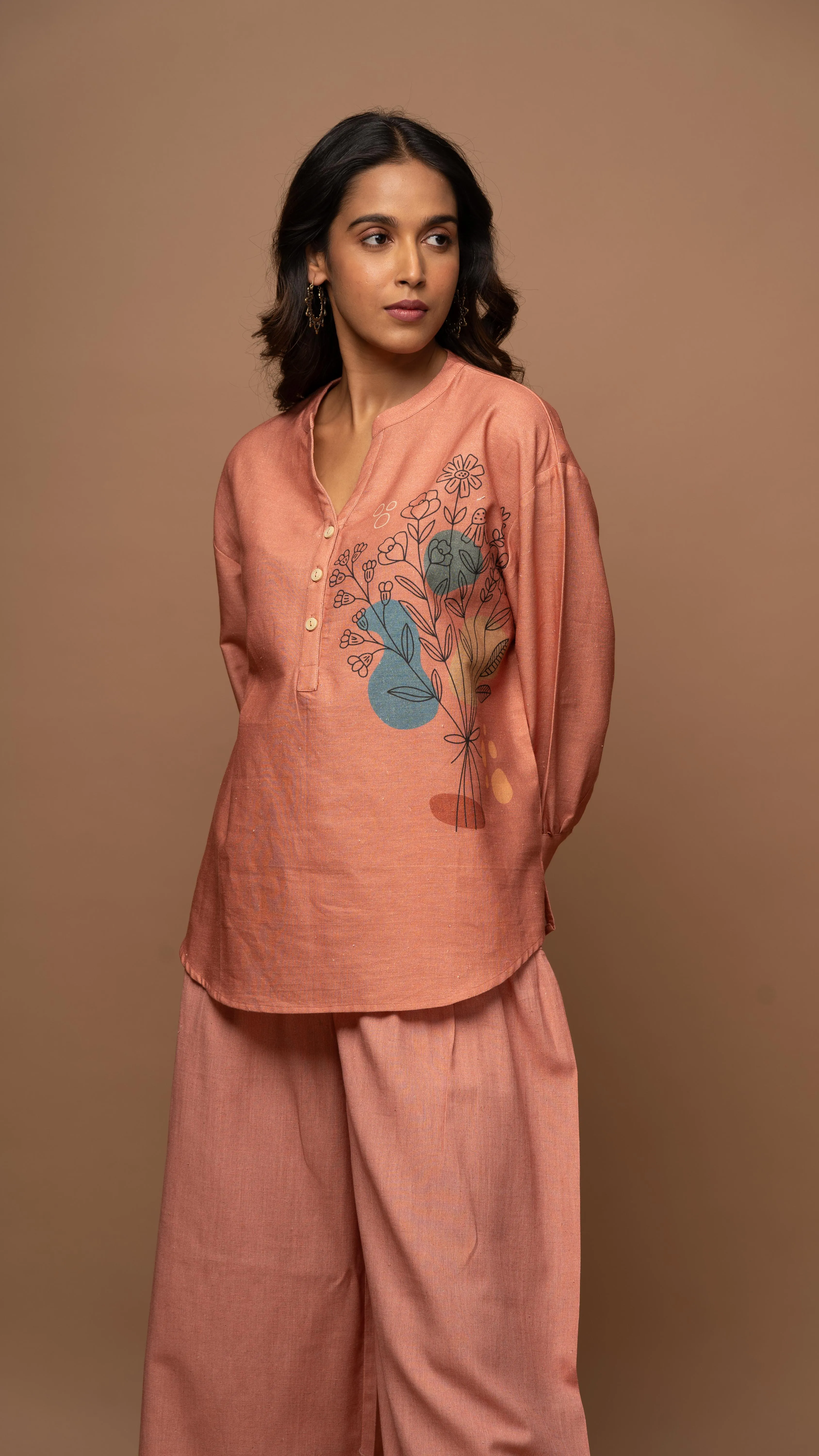 Soft Rose Gold Leaf and Petal: Co-ord Pants Set
