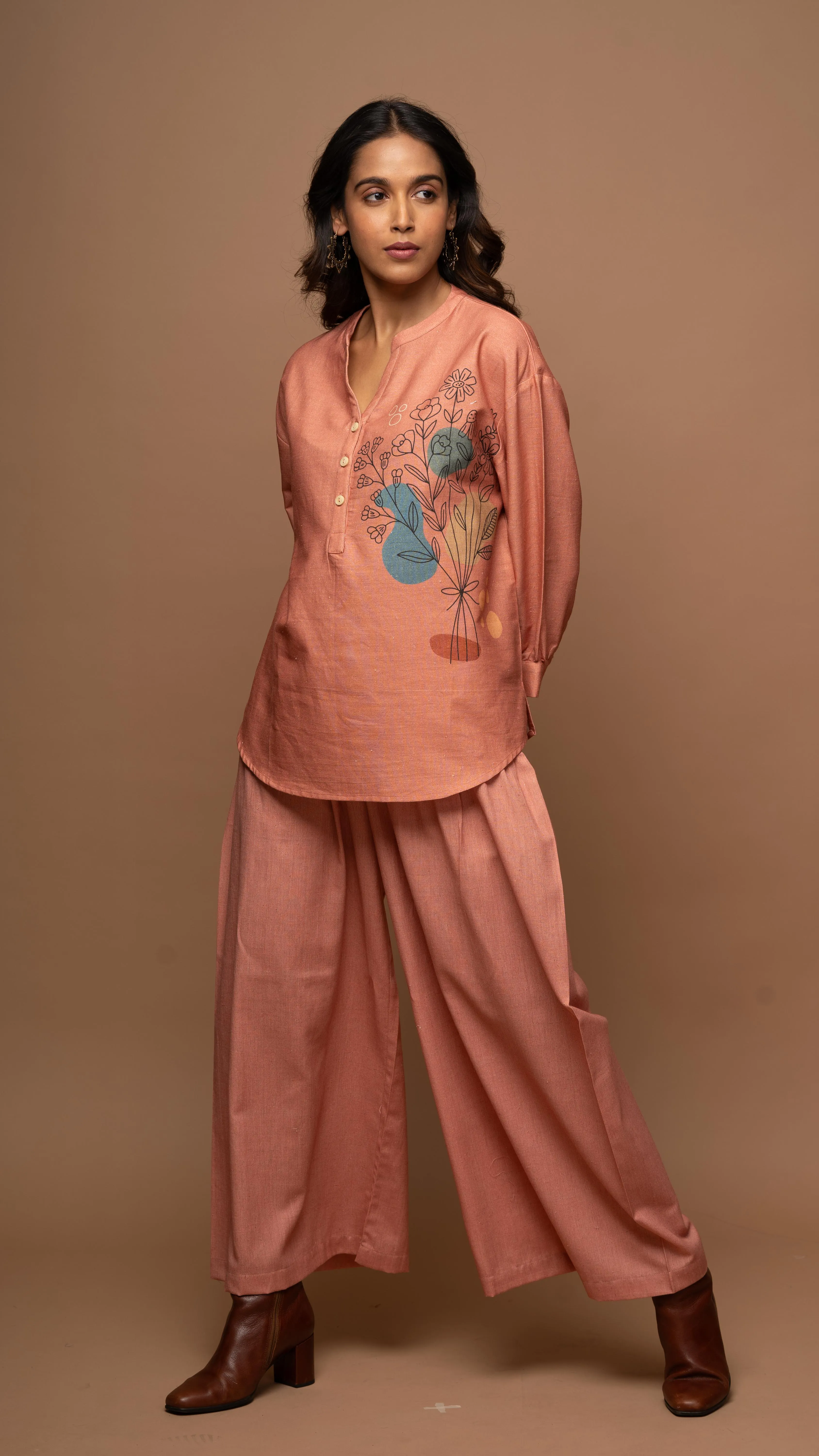 Soft Rose Gold Leaf and Petal: Co-ord Pants Set