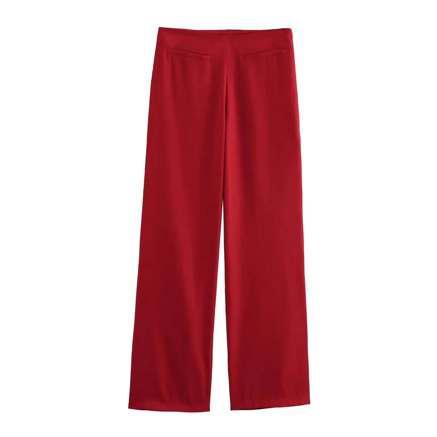 TRAFZA Minimalist Casual Belt Vest And Pants Suit Women's Vest and Wide Leg Pants Fashion 2025 Autumn Suit Office Lady Suit