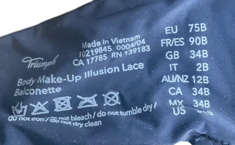 Triumph Black Body Make Up Illusion Lace Balconette UK 34B