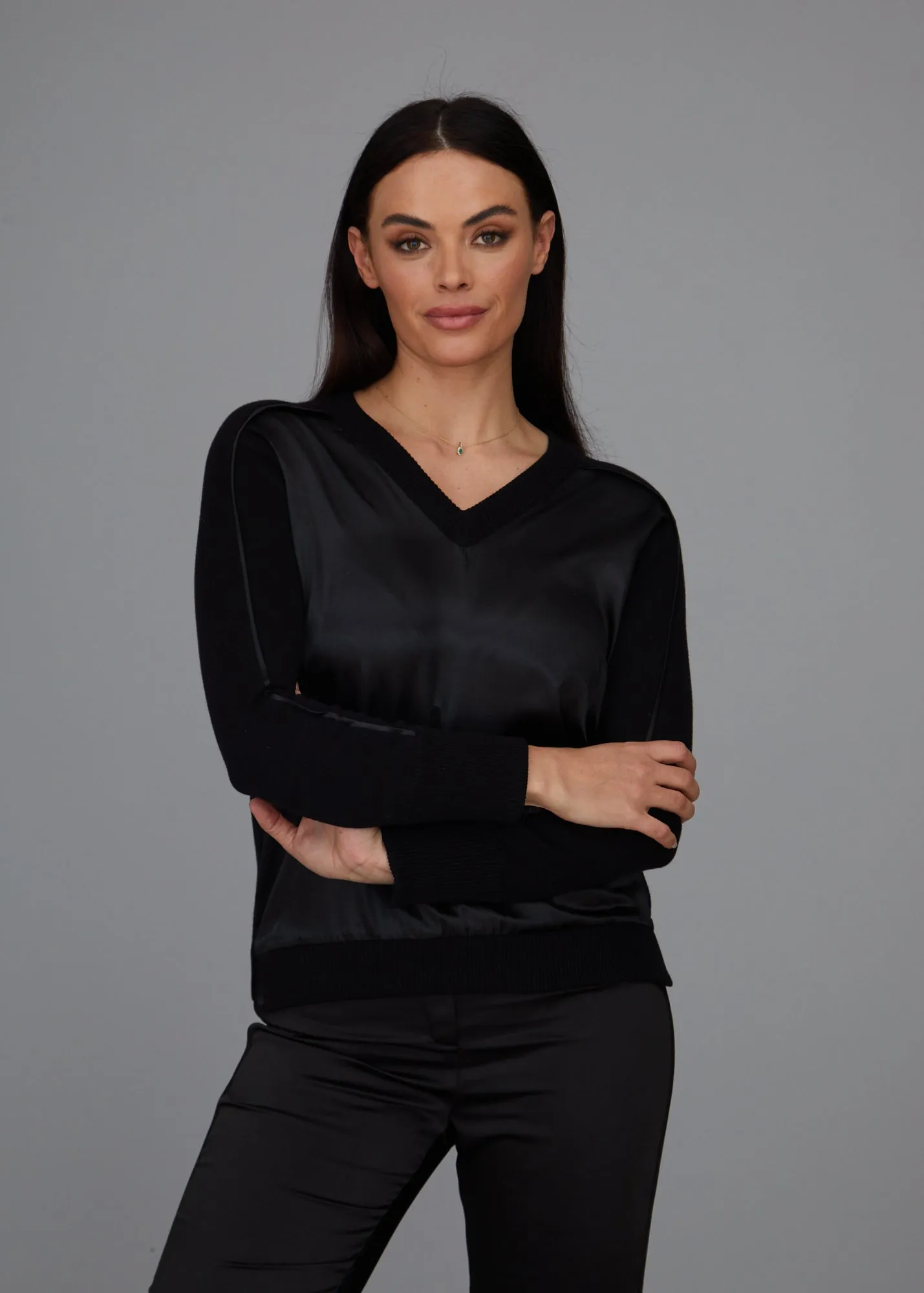 V-Neck - Satin Trim: FINAL SALE
