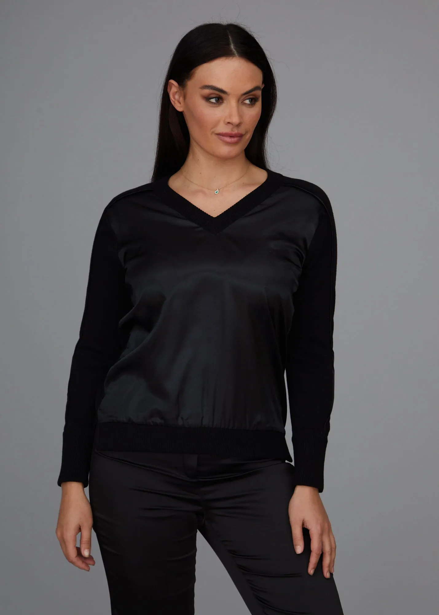 V-Neck - Satin Trim: FINAL SALE