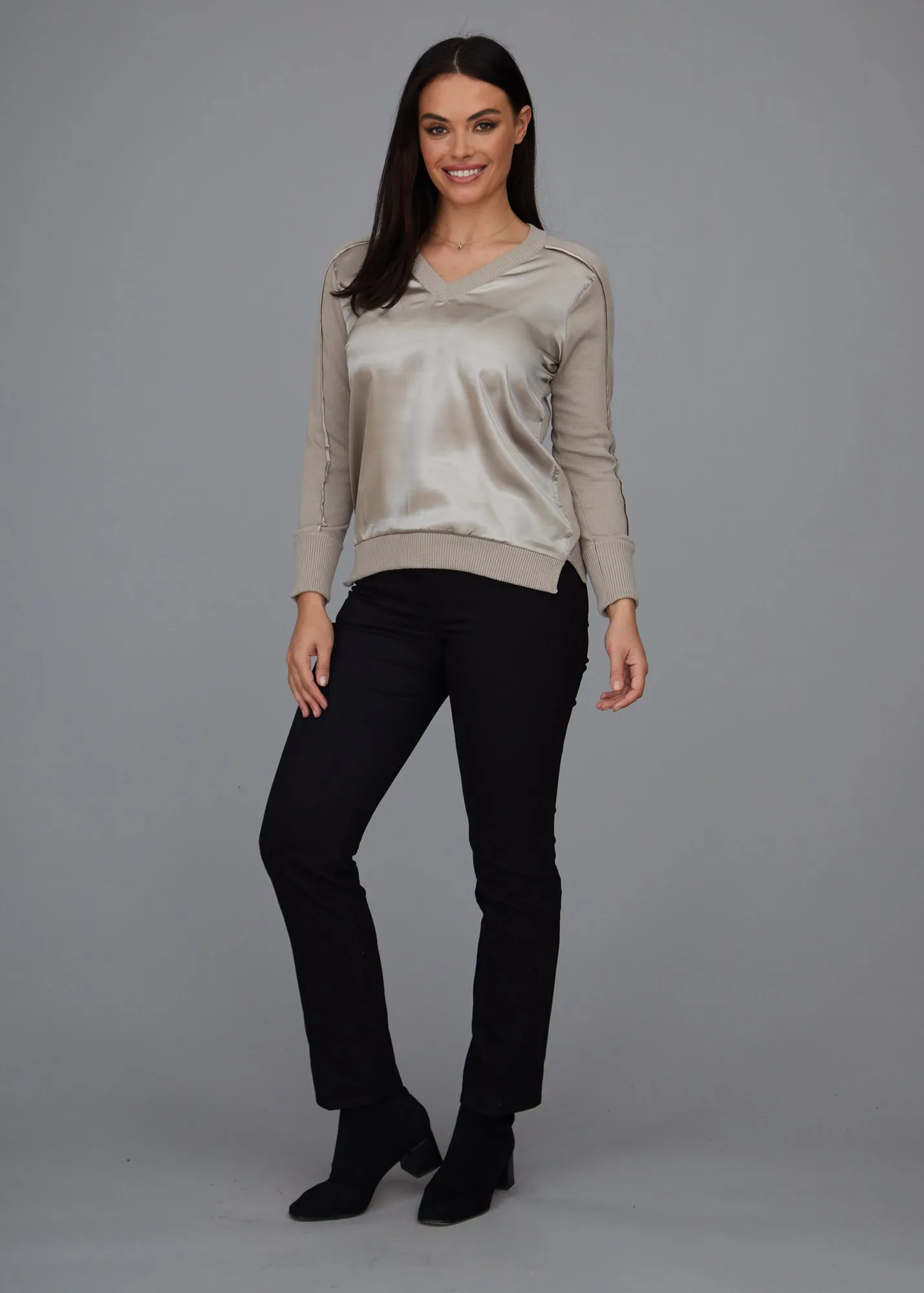 V-Neck - Satin Trim: FINAL SALE