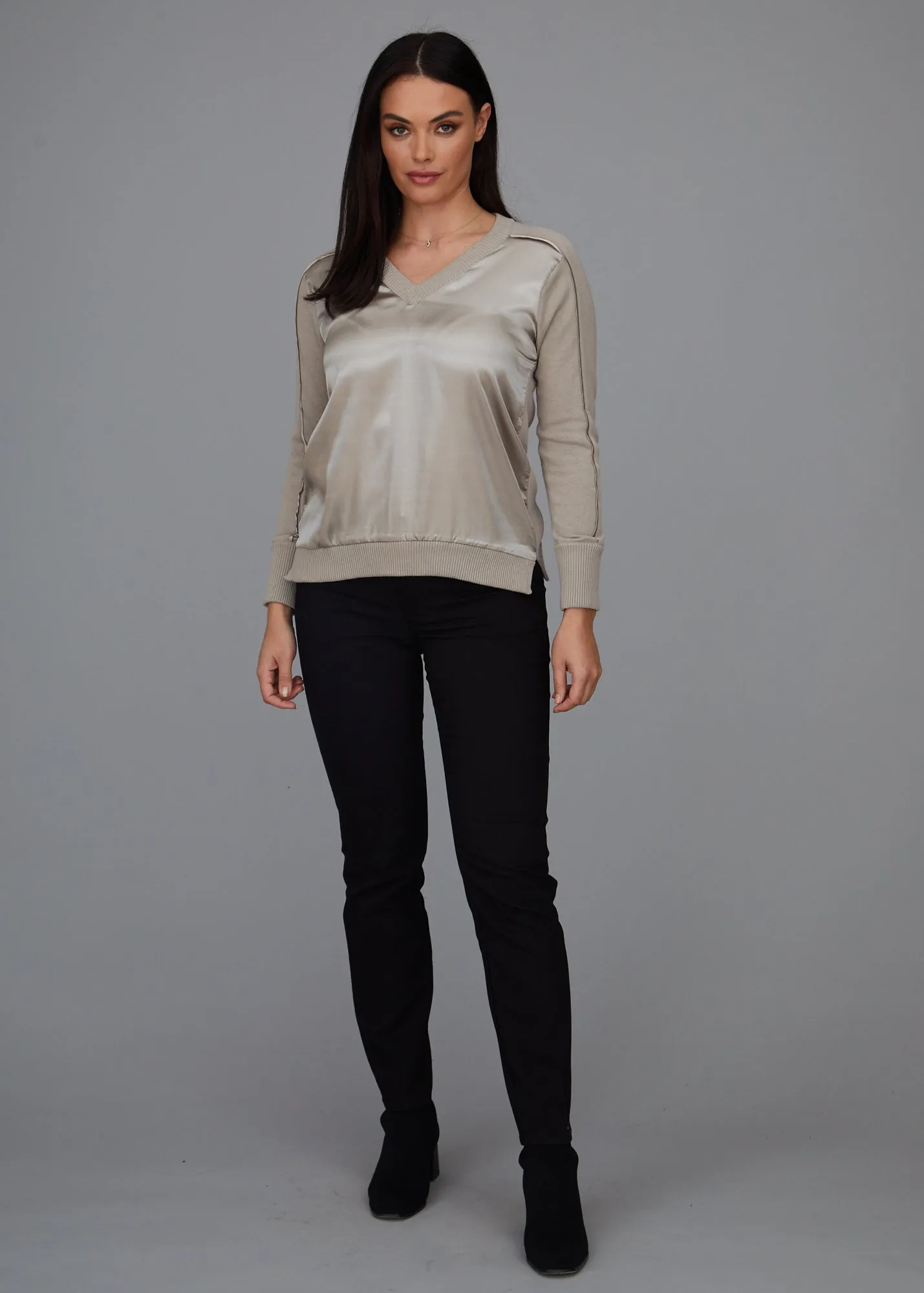 V-Neck - Satin Trim: FINAL SALE