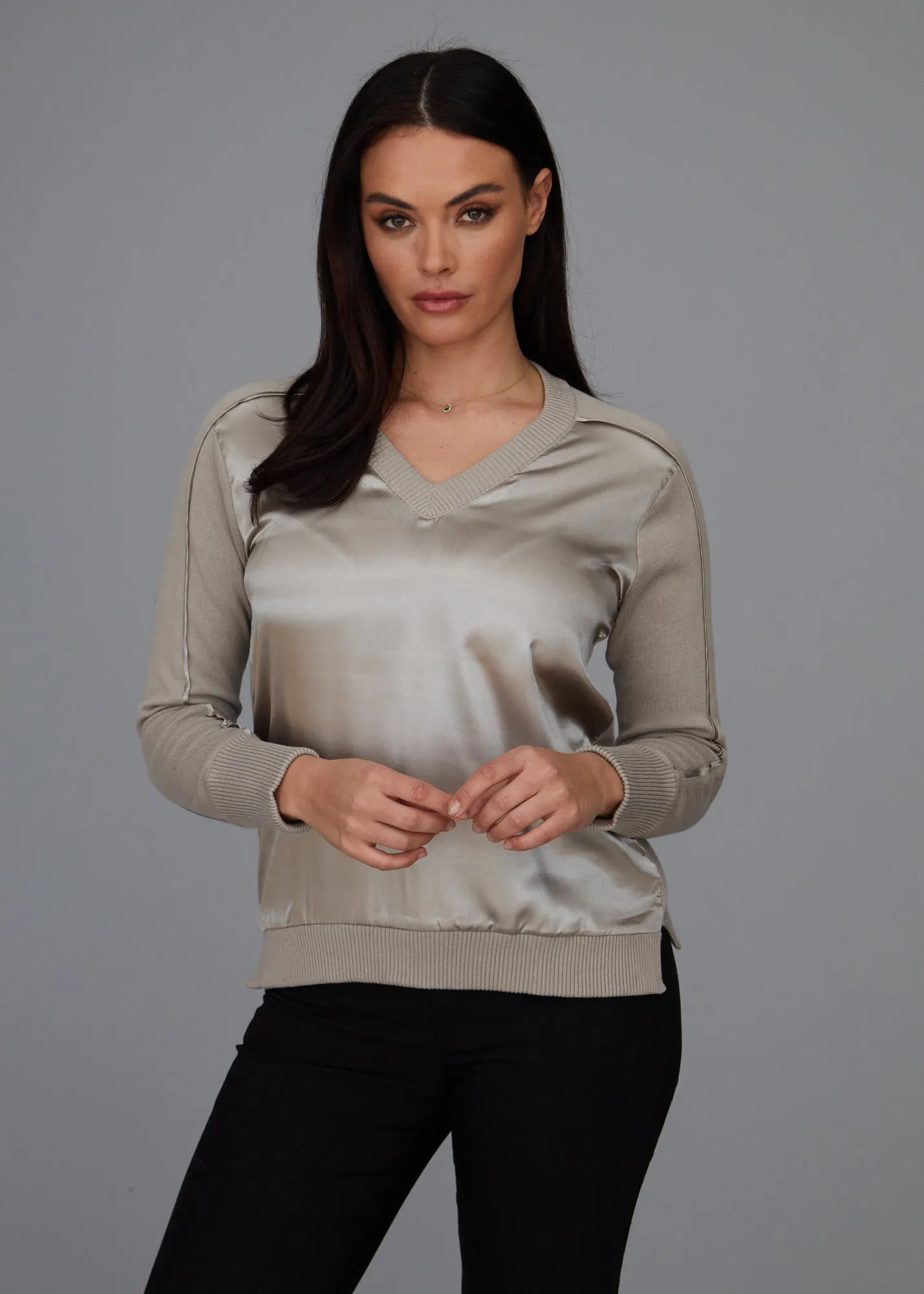 V-Neck - Satin Trim: FINAL SALE