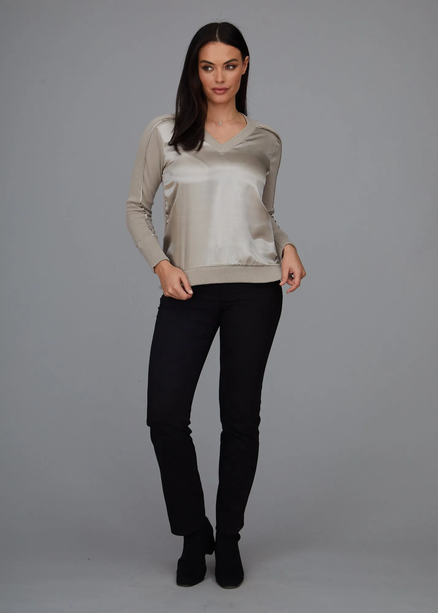 V-Neck - Satin Trim: FINAL SALE